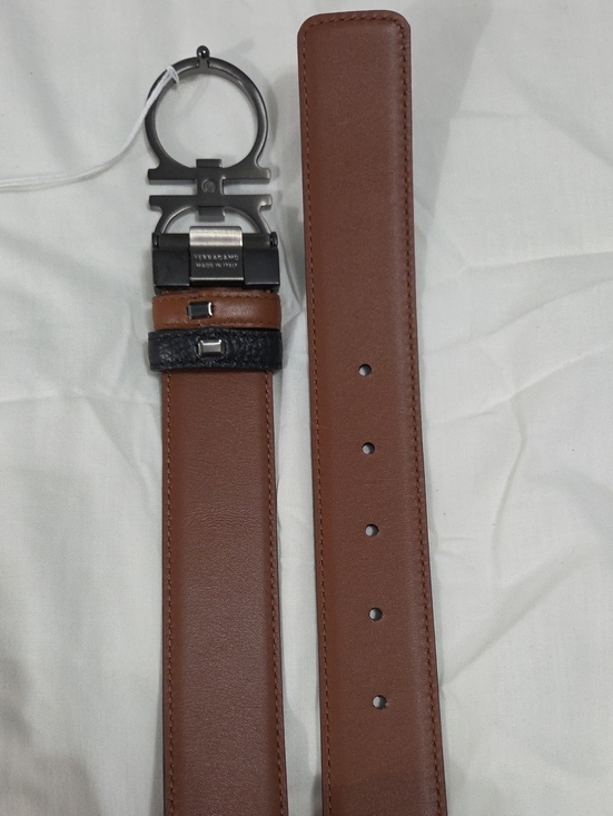 Salvatore Ferragamo Black Brown Belt with Silver Double  display picture 1